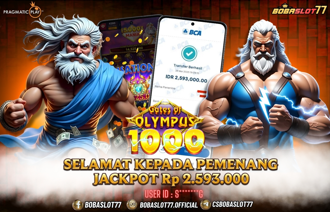 Selamat kepada user id : S*******G Wede Rp 2.593.000 di Game GATES OF OLYMPUS 1000 PRAGMATIC PLAY Cair Gk Sampe 1 Menit! Menang Mudah di Bobaslot77